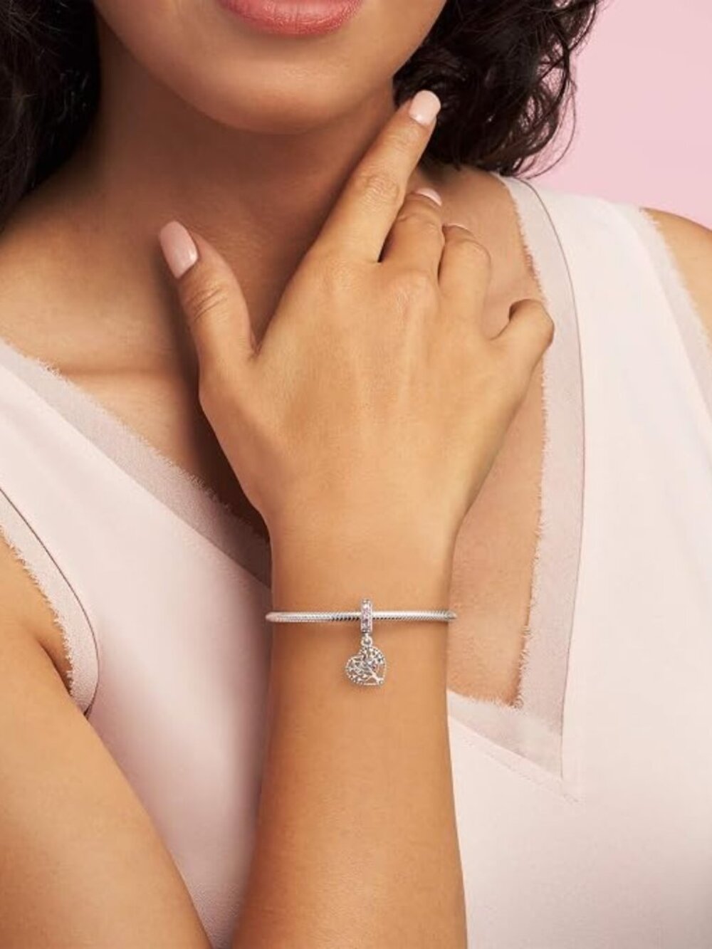Pandora "Tree of Love" Heart Dangle Charm (796592CZSMX) Discontinued Piece